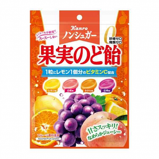 картинка Kabaya Non-sugar Fruit Throat Candy Леденцы фруктовое ассорти 90 гр от интернет магазина