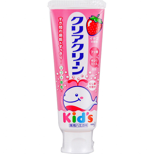 картинка Детская зубная паста Kao Clear Clean Kid's Клубника 70 гр от интернет магазина